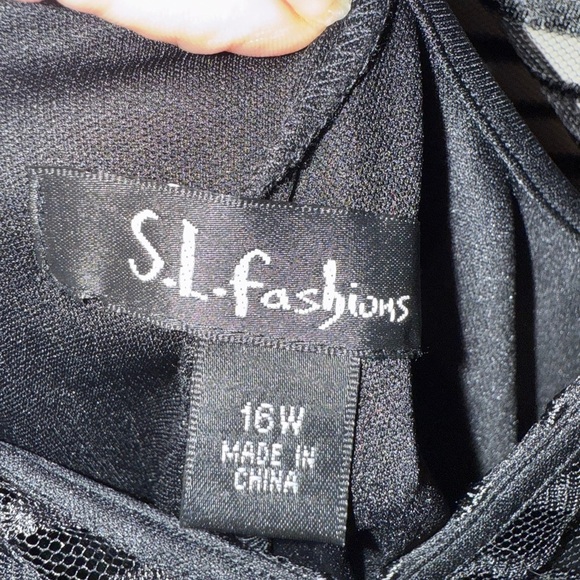 SL Fashions Black Mesh Stripe Sleeveless Dress 16W NWT - Picture 11 of 12